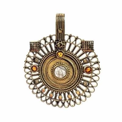 Bijoux - Pendentif Bronze avec pierres semi-précieuse 4cm - ARABESK