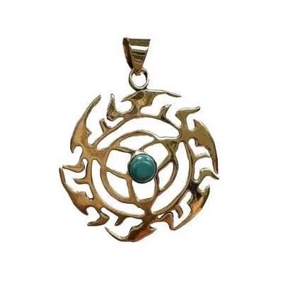 Bijoux - Pendentif Bronze Trisquette avec pierre semi-précieuse 4cm - ARABESK