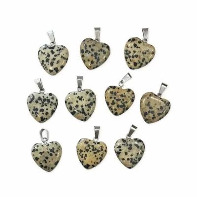 Bijoux - Pendentif Coeur Jaspe Dalmatien 20mm x10 - ARABESK