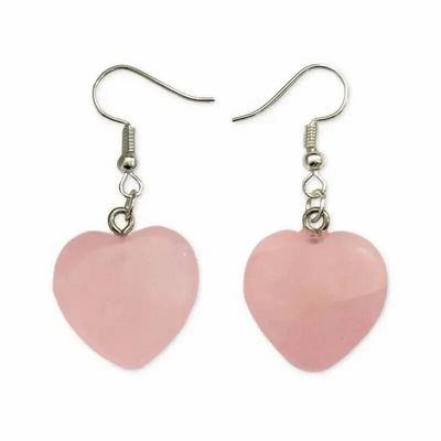 Jewelry - 20mm Rose Quartz Heart Earrings - ARABESK