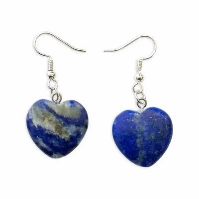 Bijoux - Boucles d'Oreilles Cœur Lapis Lazuli 20mm - ARABESK