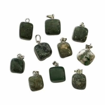Bijoux - Pendentif pierre roulée Agate Mousse x 10 - ARABESK
