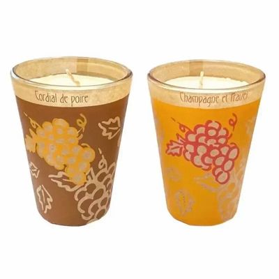 Senteurs - Boite de 2 Bougies Maroma en verre Champagne et Fraises - Cordial de Poire 70g - ARABESK