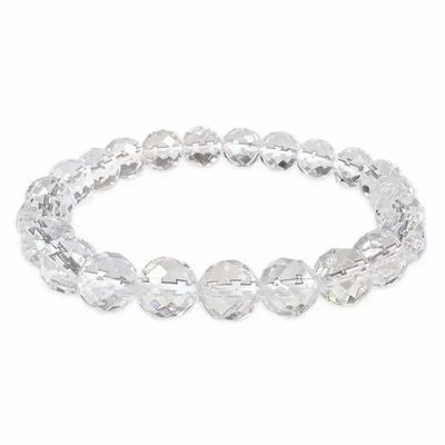 Bracelets - Faceted Rock Crystal Bracelet AA beads 8mm - ARABESK