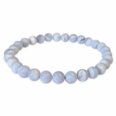 Bracelets - Bracelet Calcédoine Bleue Rubanée AA perles 5.5-6.5mm - ARABESK