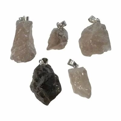 Bijoux - Pendentif Pierre Brute Cristal de Roche Fumé A x5 - ARABESK