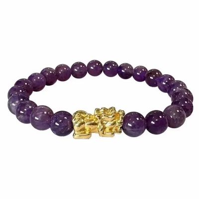 Bracelets - Bracelet Amethyste & Pixiu A Perles 8mm - ARABESK
