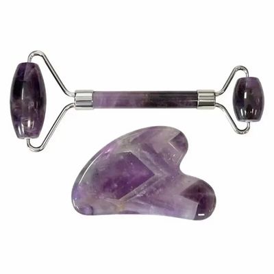 Bijoux - Pack de Massage Gua Sha et Rouleau en Améthyste A - ARABESK