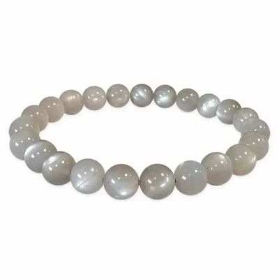 Bracelets - Gray Moonstone Bracelet AAA beads 7.5-8.5mm - ARABESK
