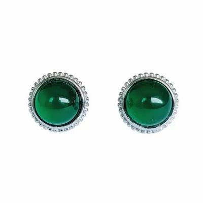 Bijoux - Boucles d'Oreilles Ronde en Cuivre Blanc Chrysoprase AA stud - ARABESK