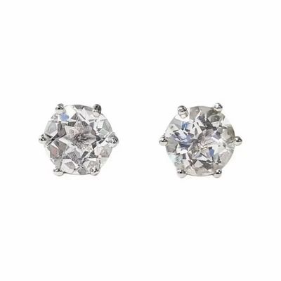 Jewelry - Solitaire Earrings in White Copper Rock Crystal AA stud - ARABESK