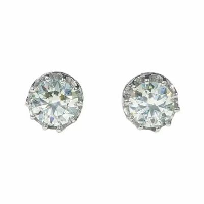 Jewelry - Solitaire Earrings in White Copper Faceted Moissanite AA stud - ARABESK