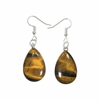 Bijoux - Boucles d'Oreilles Goutte Oeil de Tigre A 25mm - ARABESK