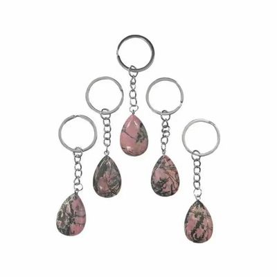 Jewelry - Rhodonite A Drop Key Ring 30mm x 5 - ARABESK