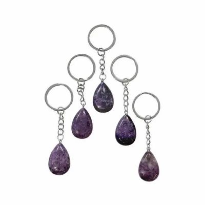 Bijoux - Porte Clés Goutte Lepidolite A 30mm x 5 - ARABESK