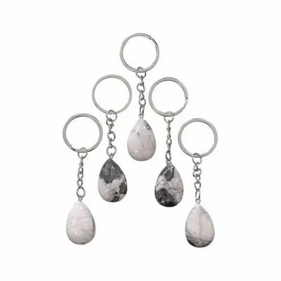 Bijoux - Porte Clés Goutte Howlite A 30mm x 5 - ARABESK
