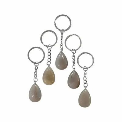 Bijoux - Porte Clés Goutte Agate Grise A 30mm x 5 - ARABESK