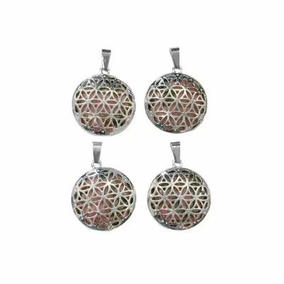 Bijoux - Pendentif Métal Fleur de Vie Rhodonite 25mm x4 - ARABESK
