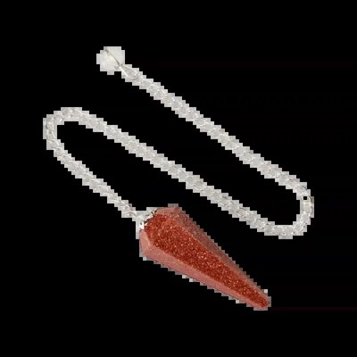 Bijoux - Pendule Pierre de Soleil Goldstone conique 6 faces - ARABESK
