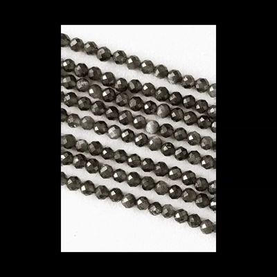 Jewelry - Faceted Black Golden Obsidian AA beads 3-4mm on 40cm wire - ARABESK