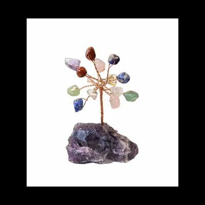 Bijoux - Arbre de Vie 7 Chakras sur Druse Amethyste 8cm - ARABESK