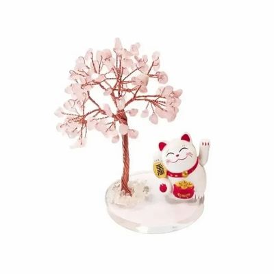 Bijoux - Arbre de Vie en Quartz Rose avec Manekineko - ARABESK