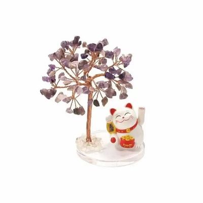 Bijoux - Arbre de Vie en Amethyste avec Manekineko - ARABESK