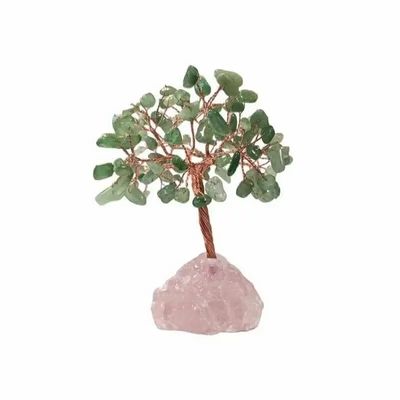 Bijoux - Arbre de Vie Aventurine Verte sur Druse Quartz Rose 12-13cm - ARABESK