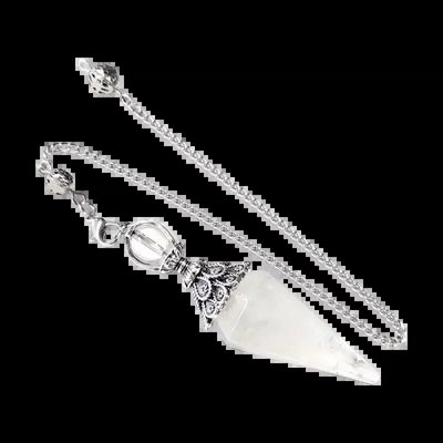 Bijoux - Pendule Cristal de Roche 6 faces & Métal - ARABESK