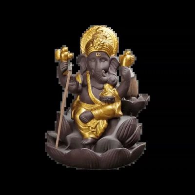 Scents - Backflow Ganesh Lotus Incense Holder - Gold 11cm - ARABESK