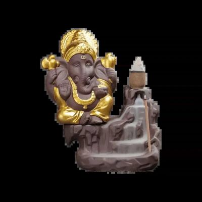Senteurs - Porte Encens Backflow Ganesh Gold 11cm - ARABESK