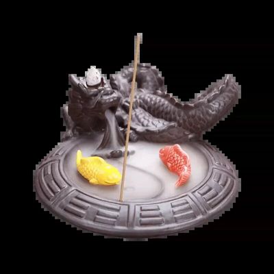 Senteurs - Porte Encens Backflow Dragón/Poisson Koi 17cm - ARABESK