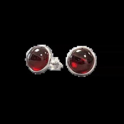 Bijoux - Boucles d'Oreilles Argent 925 Grenat Rouge AAA 8mm - ARABESK