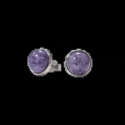 Jewelry - 925 Silver Earrings Charoite AA 8mm - ARABESK