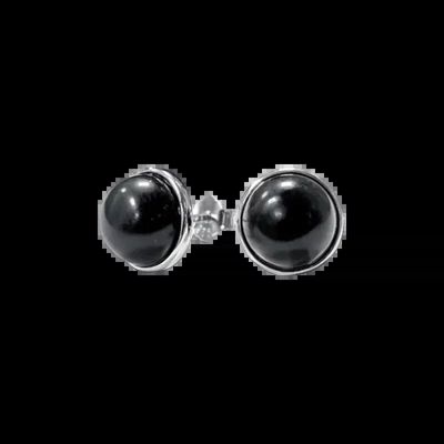 Bijoux - Boucles d'Oreilles Argent 925 Obsidienne Noire A 8mm - ARABESK