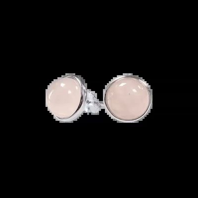 Bijoux - Boucles d'Oreilles Argent 925 Quartz Rose AA 8mm - ARABESK