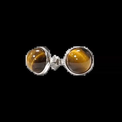 Jewelry - 925 Silver Tiger Eye Earrings AA 8mm - ARABESK