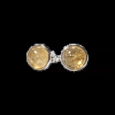 Bijoux - Boucles d'Oreilles Argent 925 Citrine Naturelle AA 8mm - ARABESK