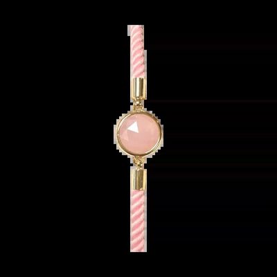 Bracelets - Bracelet Corde Laiton Quartz Rose Rond Facetté 12mm - ARABESK