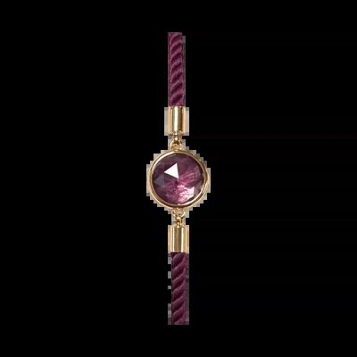 Bracelets - Faceted Round Amethyst Brass Rope Bracelet 12mm - ARABESK