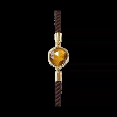 Bracelets - Faceted Round Tiger Eye Brass Rope Bracelet 12mm - ARABESK
