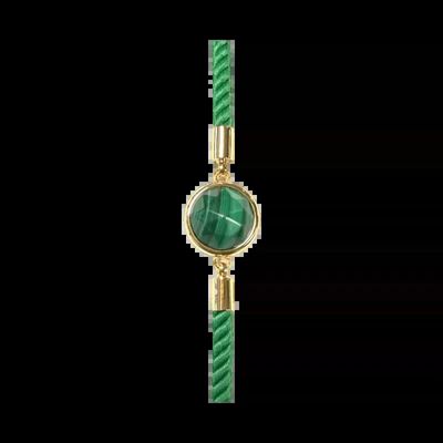 Bracelets - Round Faceted Malachite Brass Rope Bracelet 12mm - ARABESK
