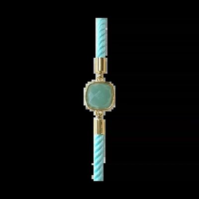Bracelets - Bracelet Corde Laiton Amazonite Carré Facetté 11mm - ARABESK