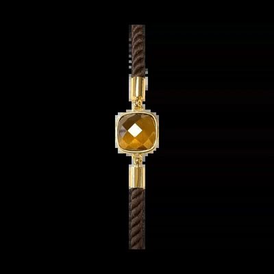 Bracelets - Faceted Square Tiger Eye Brass Rope Bracelet 11mm - ARABESK