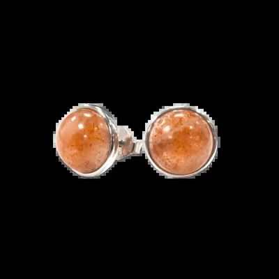 Bijoux - Boucles d'Oreilles Argent 925 Pierre de Soleil AA 8mm - ARABESK