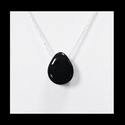 Bijoux - Colliers Argent 925 Pierre Percée Obsidienne Noire A 14mm - ARABESK