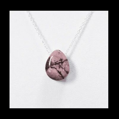 Jewelry - 925 Silver Necklaces Rhodonite Pierced Stone A 14mm - ARABESK