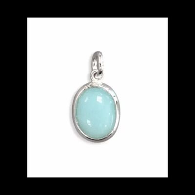 Jewelry - 925 Silver Oval Pendant Amazonite AA 13mm - ARABESK