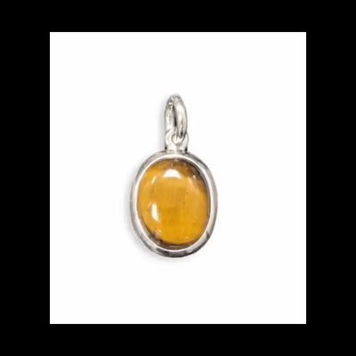 Bijoux - Pendentif Ovale Argent 925 Oeil de Tigre AA 13mm - ARABESK