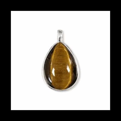Bijoux - Pendentif Goutte Argent 925 Oeil de Tigre AA 23.5mm - ARABESK